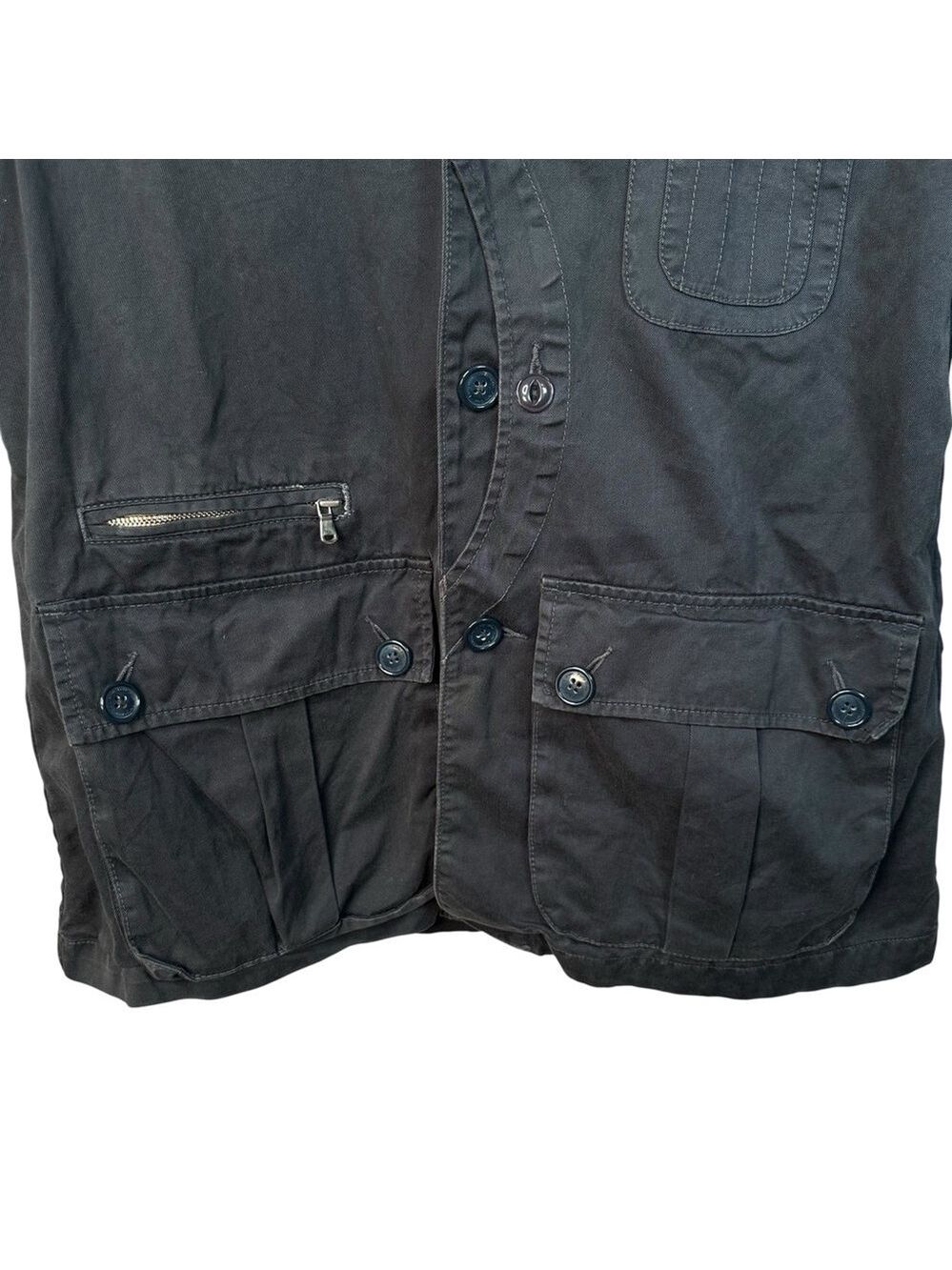 Pretty Green Utility Jacket Black Dark Grey Size L Casual Workwear - Picture 4 of 15